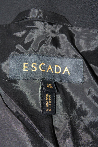 Escada Womens Wide Lapel Single Button Jacket Black Ivory Wool Size EUR 46