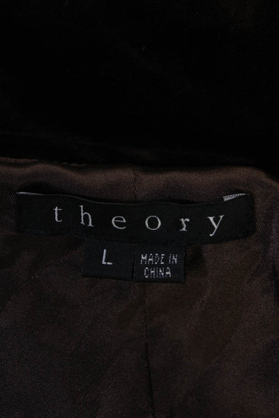 Theory Womens Button Down High Neck Therese Jacket Brown Cotton Size Large