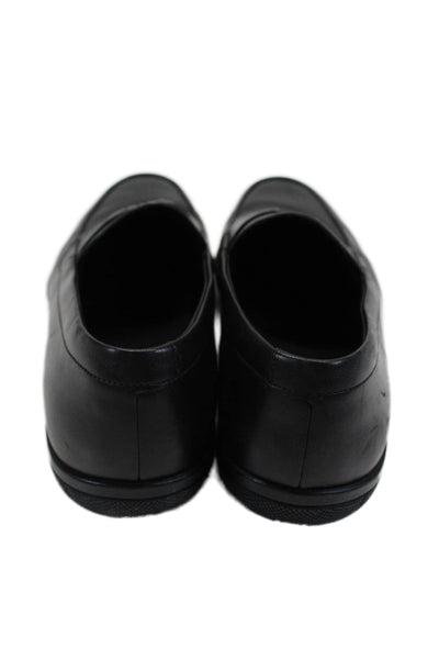 Prada Sport Mens Slip On Round Toe Logo Loafers Black Leather Size 10.5