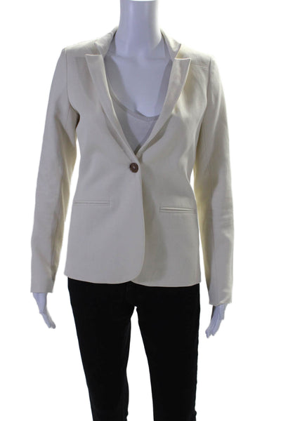 Jenni Kayne Womens Notched Lapel One Button Blazer White Size XS