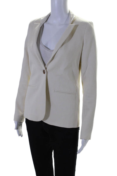 Jenni Kayne Womens Notched Lapel One Button Blazer White Size XS