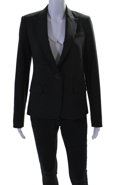 Theory Womens One Button Notched Lapel Blazer Wool Black Size 4 US