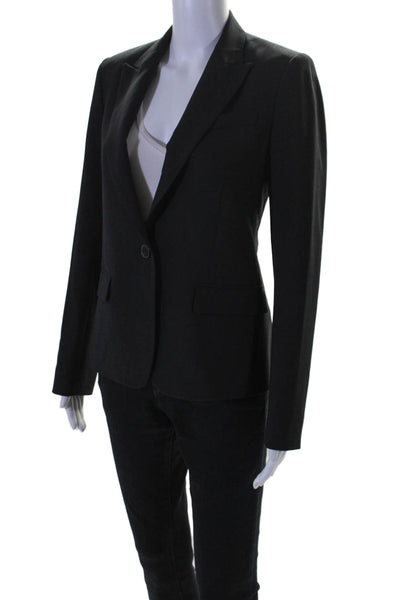 Theory Womens One Button Notched Lapel Blazer Wool Black Size 4 US