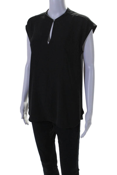 J Crew Womens 365 Black Crew Neck Peep Chest Sleeveless Blouse Top Size ST