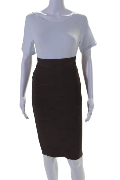 BCBGMAXAZRIA Womens Brown Textured Knee Length Pencil Skirt Size S