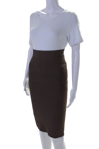 BCBGMAXAZRIA Womens Brown Textured Knee Length Pencil Skirt Size S