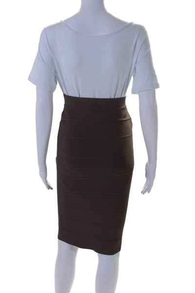 BCBGMAXAZRIA Womens Brown Textured Knee Length Pencil Skirt Size S