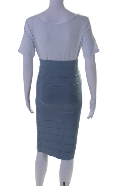 BCBGMAXAZRIA Womens Steel Blue Textured Knee Length Pencil Skirt Size S