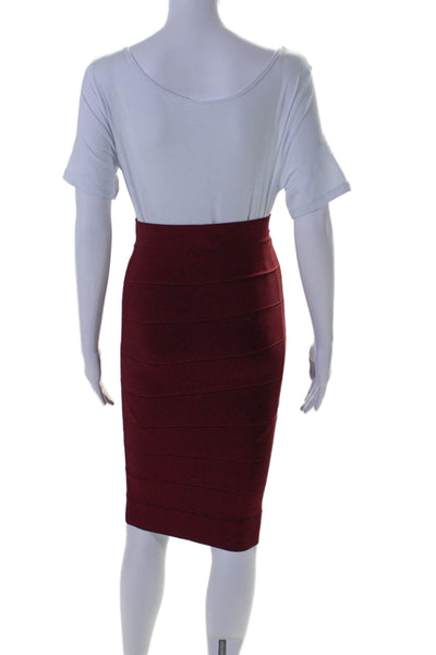 BCBGMAXAZRIA Womens Dark Red Textured Midi Pencil Skirt Size S