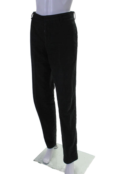 Prada Milano Womens Button Front Tapered Leg Casual Pants Black Size 48