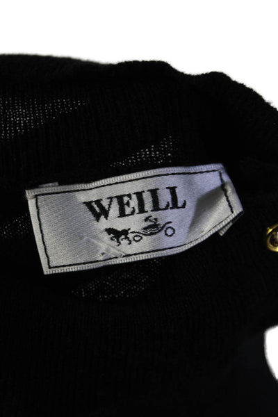 Weill Womens Black Wool Blend Turtleneck Long Sleeve Pullover Sweater Top Size 4