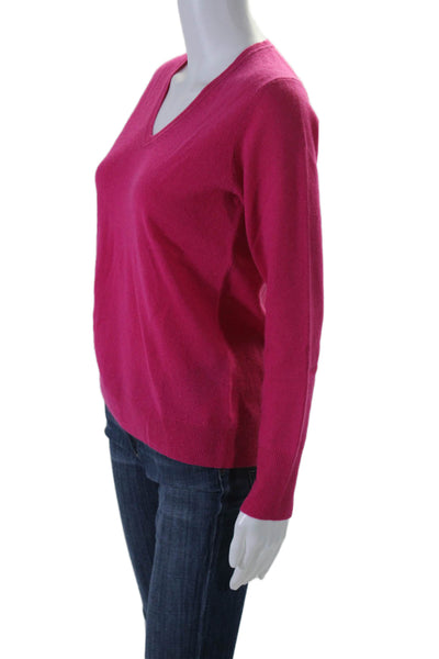 Pure Collection Womens Long Sleeve V Neck Tight Knit Sweater Cashmere Pink 6