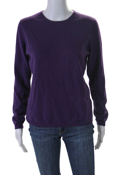 Pure Collection Womens Long Sleeve Tight Knit Sweater Cashmere Purple 6