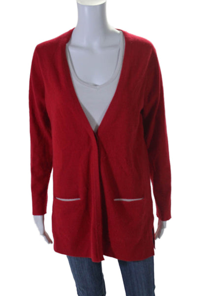 Pure Collection Womens Long Sleeve Button Down Cardigan Sweater Red 6