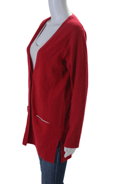 Pure Collection Womens Long Sleeve Button Down Cardigan Sweater Red 6