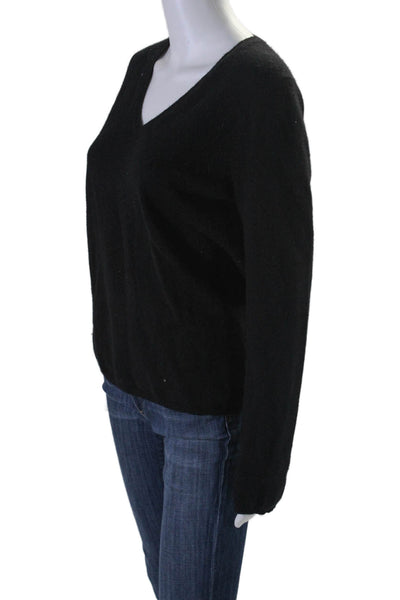 Lord & Taylor Womens Cashmere V Neck Long Sleeves Sweater Black Size Large