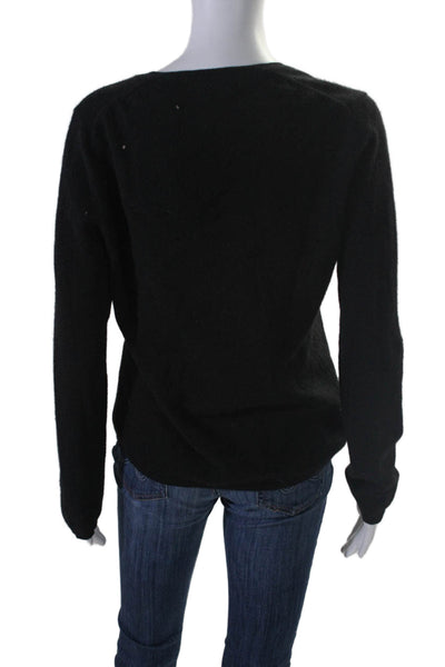 Lord & Taylor Womens Cashmere V Neck Long Sleeves Sweater Black Size Large