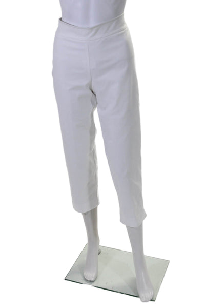 Avenue Montaigne Womens High Rise Creased Chino Pants White Cotton Size 6