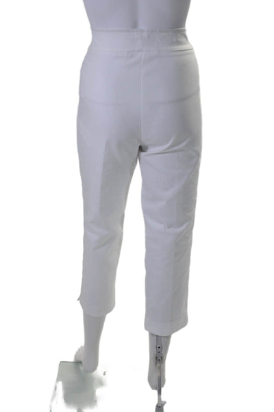 Avenue Montaigne Womens High Rise Creased Chino Pants White Cotton Size 6