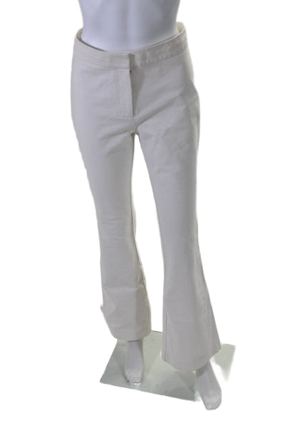 10 Crosby Derek Lam Womens High Rise Flare Leg Pants White Cotton Size 4