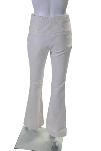 10 Crosby Derek Lam Womens High Rise Flare Leg Pants White Cotton Size 4