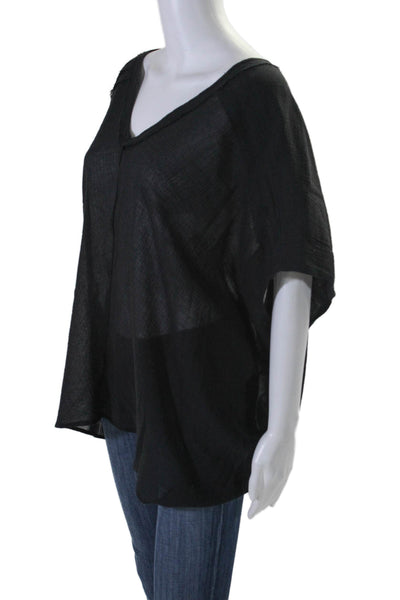 Hatch Women's V-Neck Sleeveless Boxy Fringe Edge Blouse Black One Size