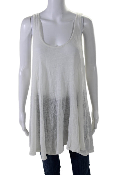 Hatch Women's Scoop Neck Sleeveless Tunic Tank Top White Size 3