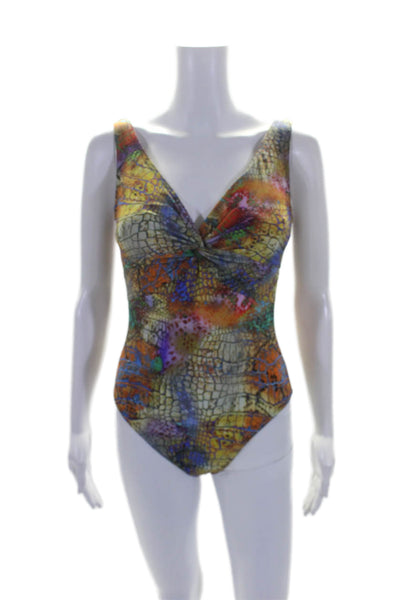 Karla Colletto Women's V-Neck Sleeveless Multicolor One Piece Swimsuit Size 6