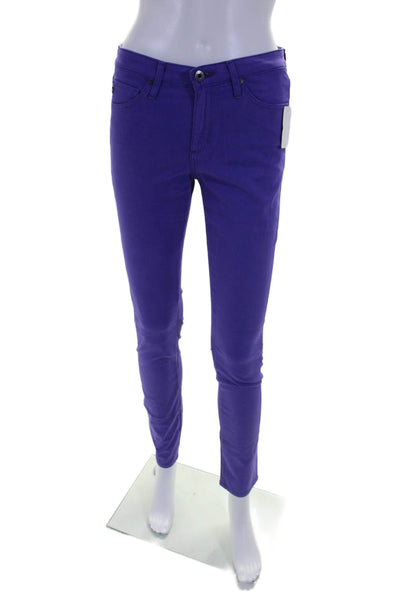 AG Women's Button Closure Midrise Five Pockets Skinny Pants Purple Size 26