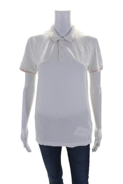 Theory Women's Collared Short Sleeves Basic Polo Shirt White Size XS