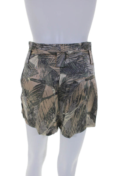 L'agence Womens Gray Brown Silk Floral Belt High Rise Mini Shorts Size 0