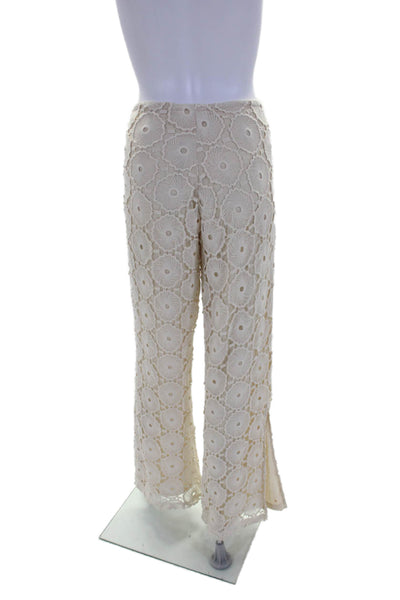 Alexis Womens Beige Lace Lined Mid-Rise Drawstring Slit Wide Leg Pants Size XS