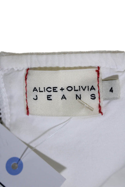 Alice + Olivia Womens White Cotton Square Neck Sleeveless Denim Dress Size 4