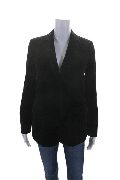 Frame Womens Black Velvet One Button Front Pockets Long Sleeve Blazer Size S