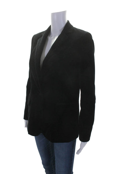 Frame Womens Black Velvet One Button Front Pockets Long Sleeve Blazer Size S