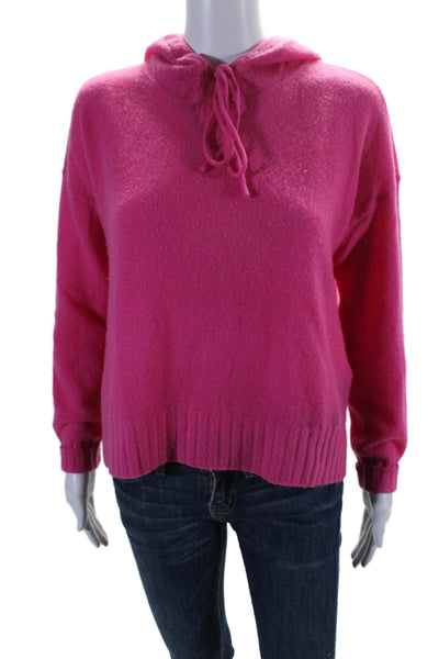 Minnie Rose Womens Cashmere Drawstring Hooded Long Sleeve Sweater Pink Size XS