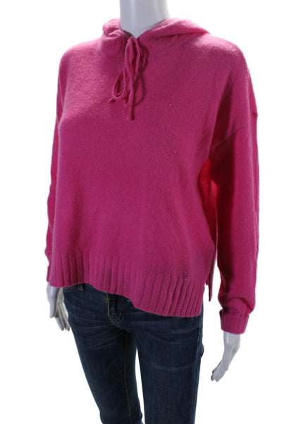 Minnie Rose Womens Cashmere Drawstring Hooded Long Sleeve Sweater Pink Size XS