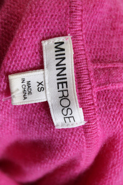 Minnie Rose Womens Cashmere Drawstring Hooded Long Sleeve Sweater Pink Size XS