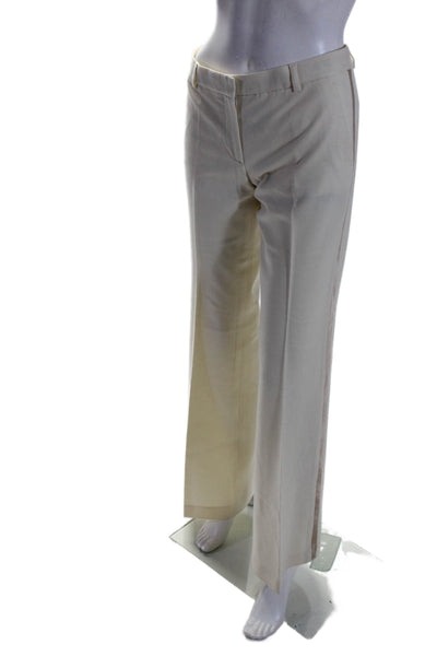 Theory Womens Wool Side Striped Pleated Front Flared Dress Trousers White Size 6