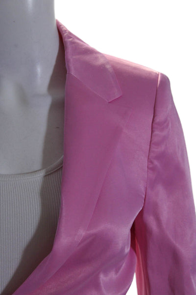 Zara Womens Notched Lapel Waist Tie No Button Cropped Blazer Pink Size XS