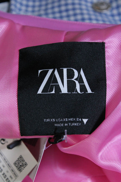 Zara Womens Notched Lapel Waist Tie No Button Cropped Blazer Pink Size XS