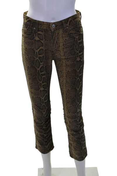 Etoile Isabel Marant Womens Snakeskin Print Skinny Leg Pants Brown Size EUR 34