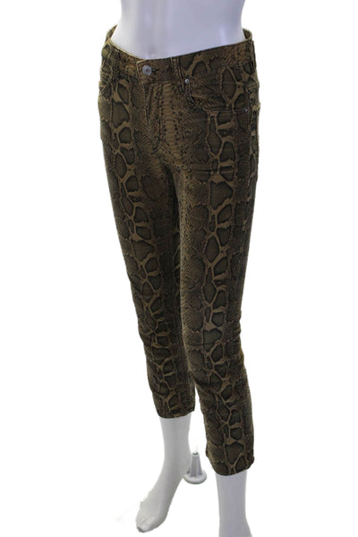 Etoile Isabel Marant Womens Snakeskin Print Skinny Leg Pants Brown Size EUR 34