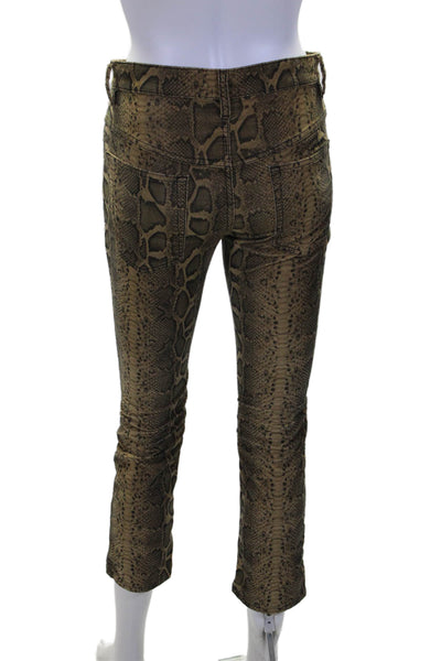 Etoile Isabel Marant Womens Snakeskin Print Skinny Leg Pants Brown Size EUR 34