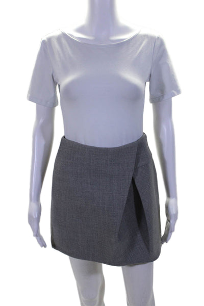 3.1 Phillip Lim Womens Inverted Pleat A Line Mini Skirt Gray Wool Size 0