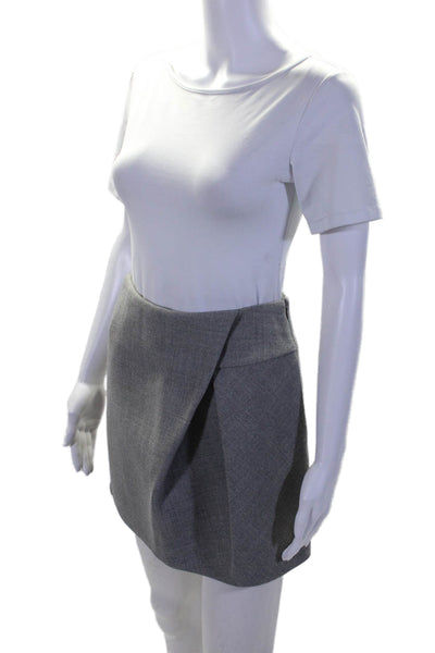 3.1 Phillip Lim Womens Inverted Pleat A Line Mini Skirt Gray Wool Size 0