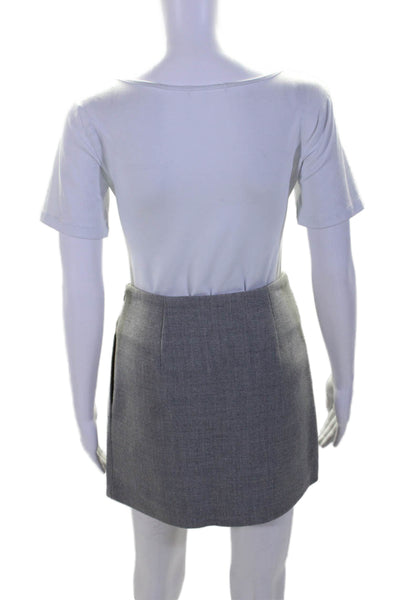 3.1 Phillip Lim Womens Inverted Pleat A Line Mini Skirt Gray Wool Size 0