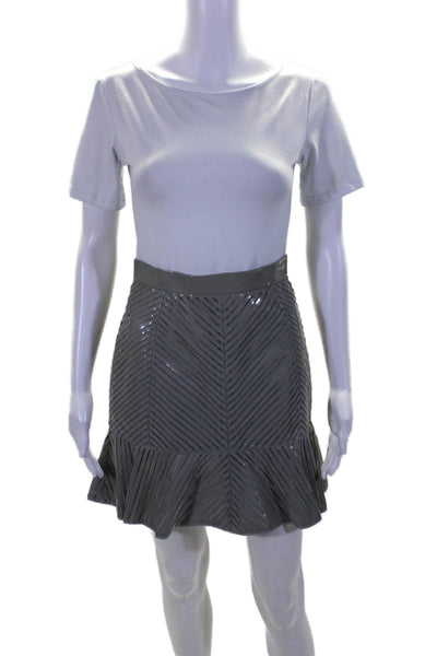 J. Mendel Womens Patent Leather A Line Mini Trumpet Skirt Light Gray Size 0