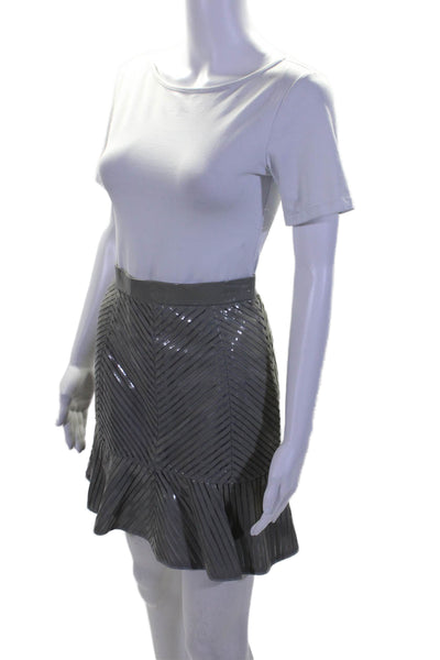 J. Mendel Womens Patent Leather A Line Mini Trumpet Skirt Light Gray Size 0