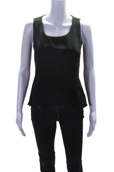 Rag & Bone Womens Pleated Back Sleeveless Asymmetrical Tank Top Black Size 0